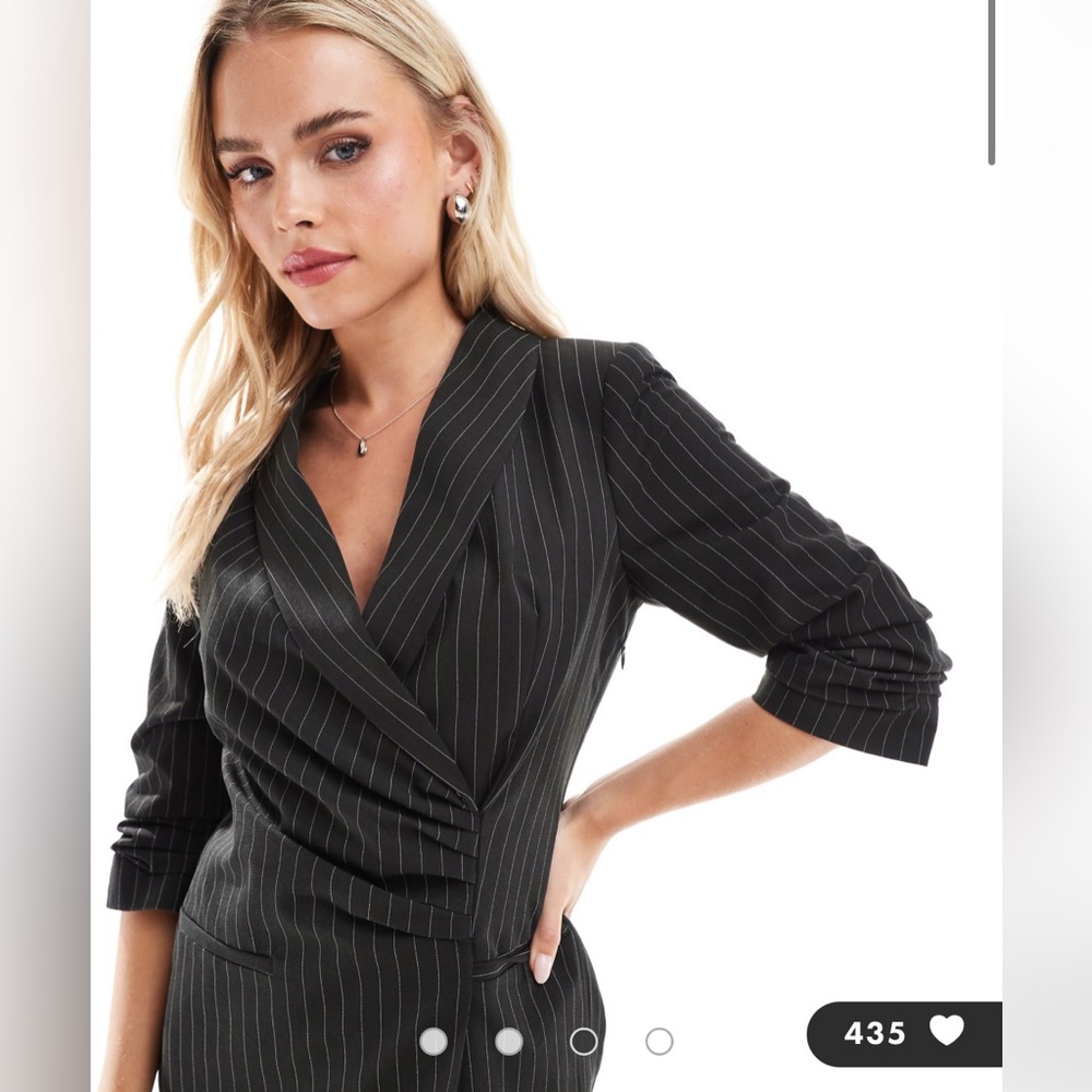 NWT Miss Selfridge blazer dress with ruched detail in pinstripe - Picture 7 of 7